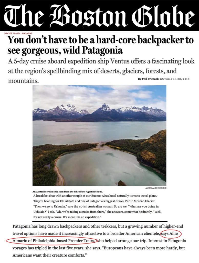 The Boston Globe - You don't have to be a hard-core backpackers to see gorgeous, wild Patagonia article