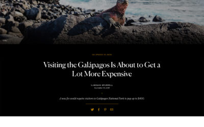 Allie quoted in Conde Nast Galapagos Article