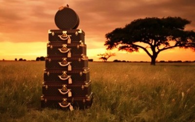 Stack of Luggage on the African Savannah