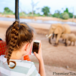 Will I Be Able to Use My Smartphone on Safari? Child on phone on game drive.