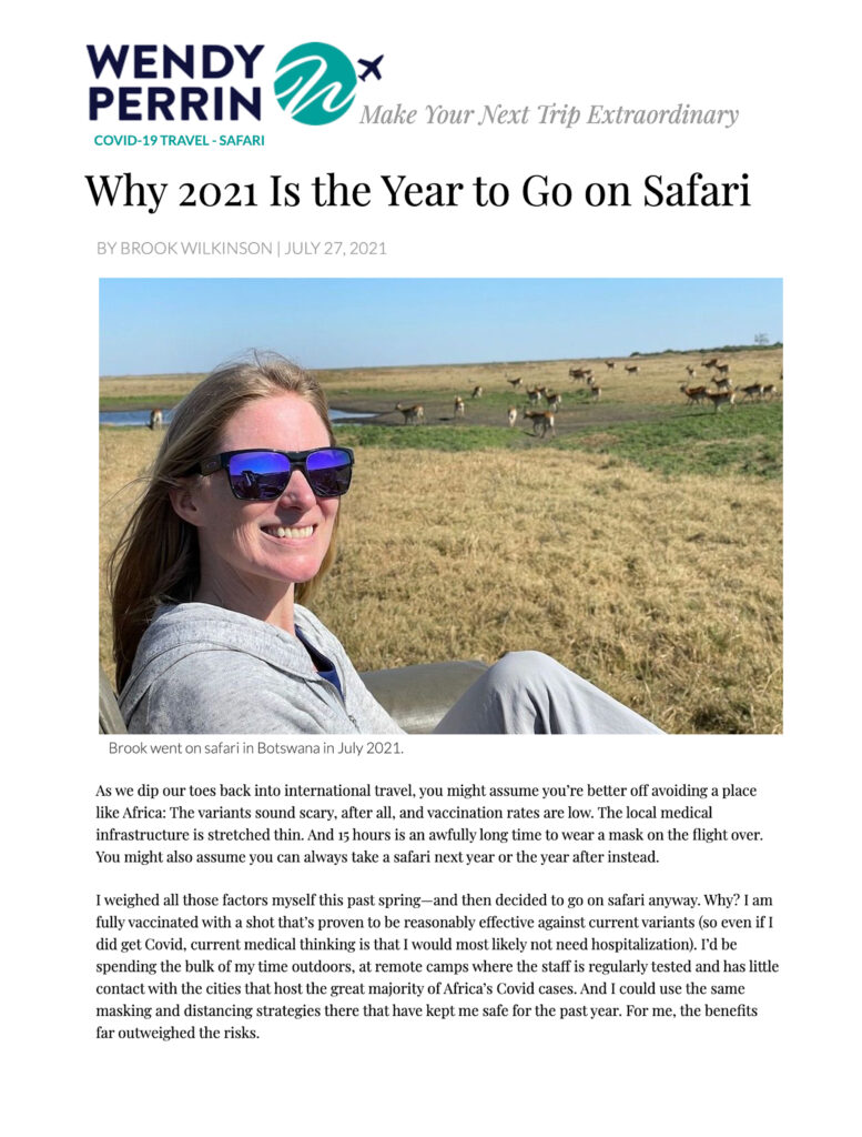 Julian Harrison in Wendy Perrin article "Why 2021 Is the Year to Go on Safari"